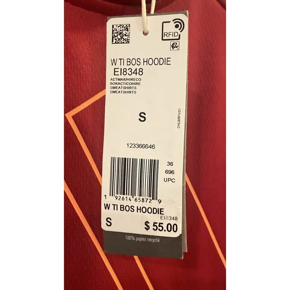 Adidas Climawarm Hoodie Mens Size S Small Red Orange Logo Hooded Sweatshirt EUC